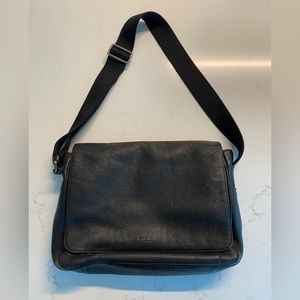 COACH Men’s Black Leather Messenger/Laptop Bag